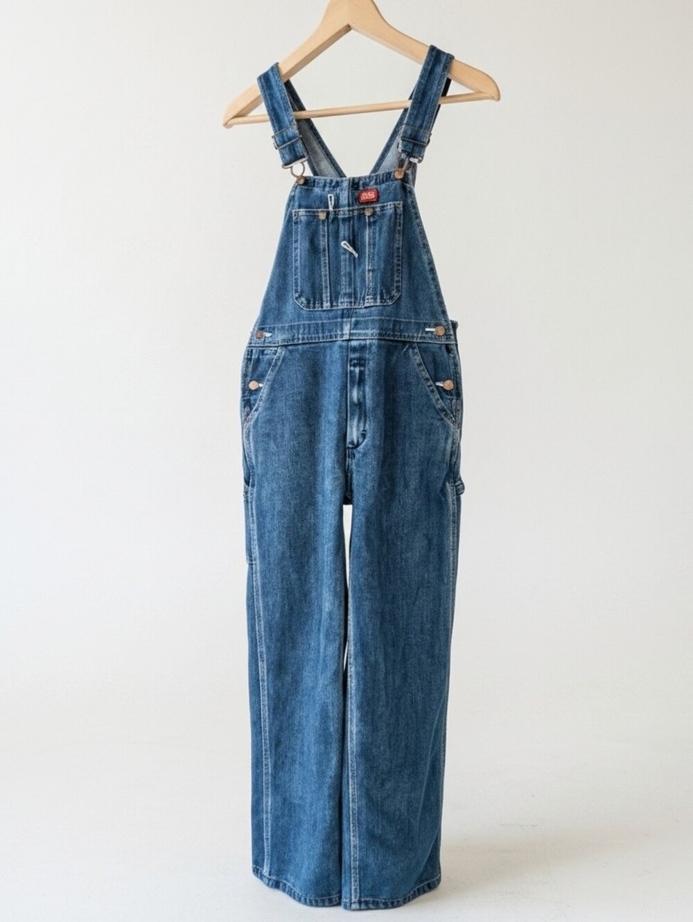 Dickies Stonewashed Indigo Bib Denim Overalls Workwear Carpenter Triple Stitch L